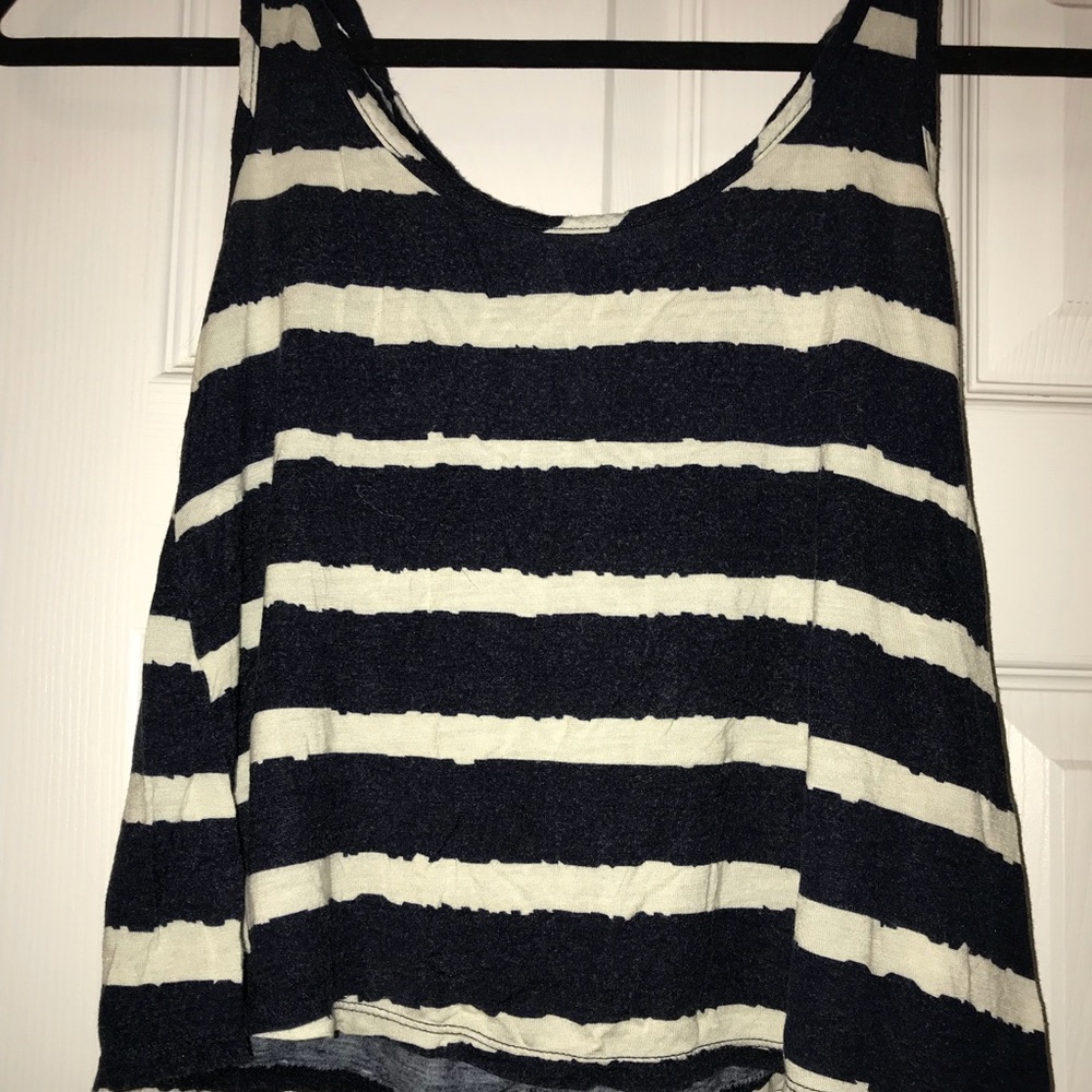 Blue and white strip tank